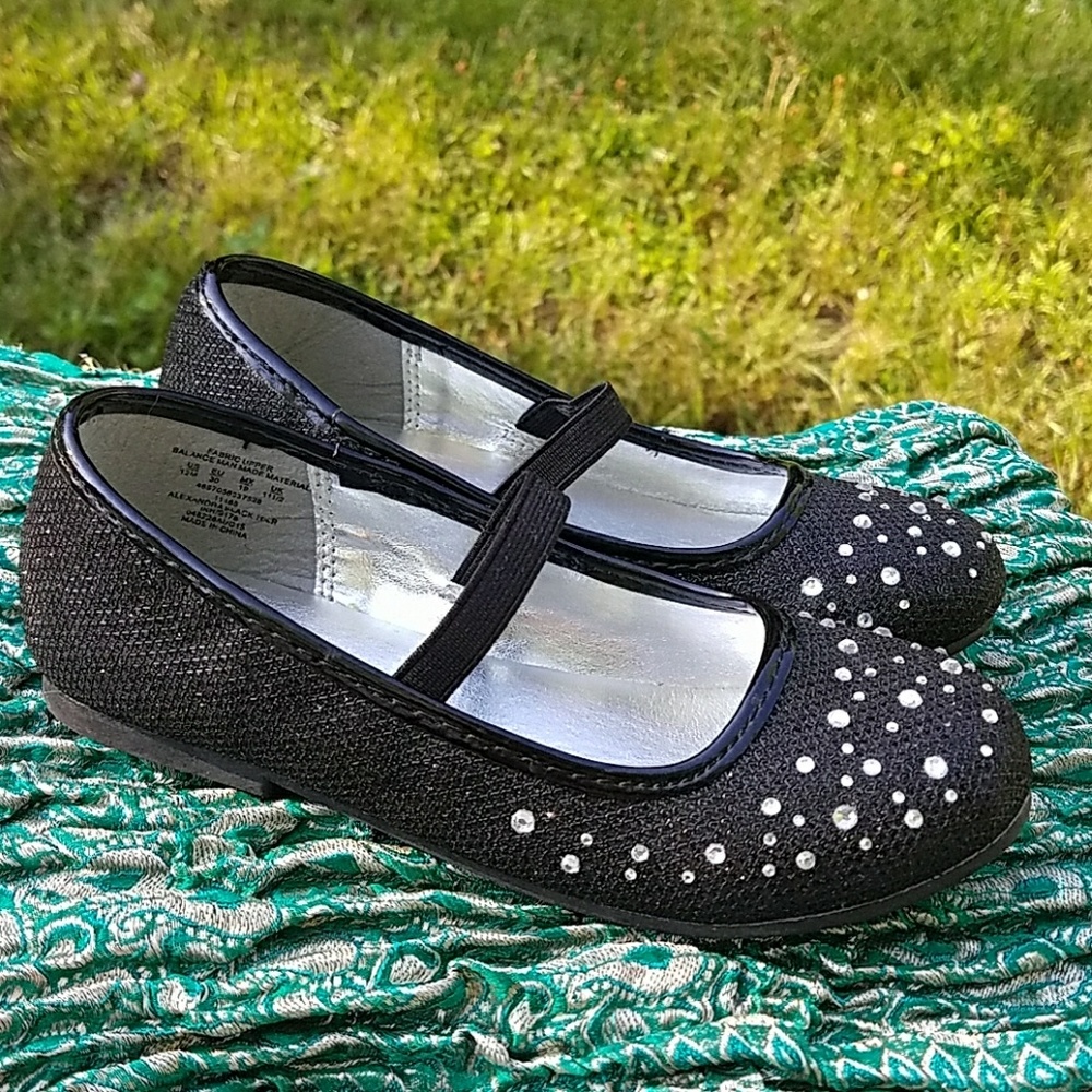 Girl's black sparkle special occasion dress shoes